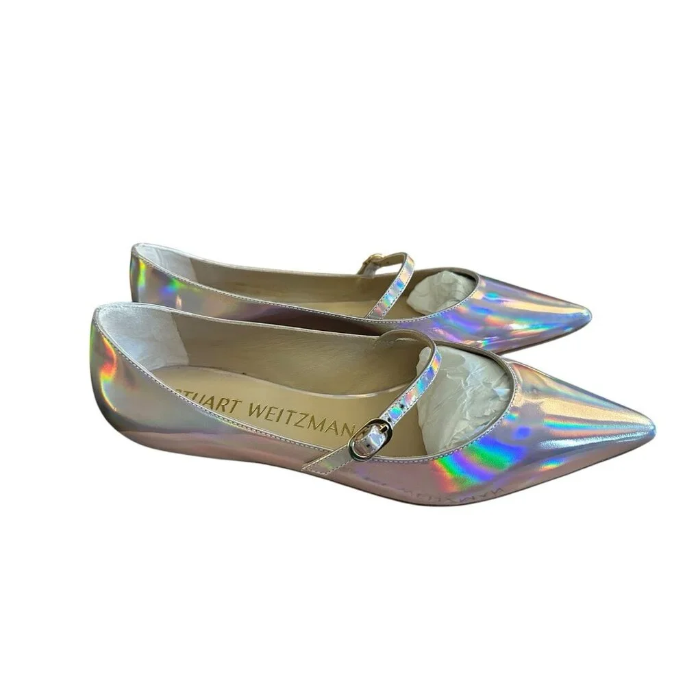 Stuart Weitzman Emilia Mary Jane‎ Flats Iridescent Patent Leather Ballet NEW 6.5